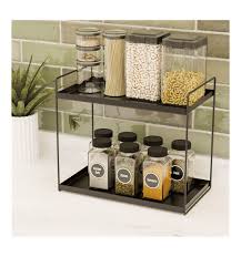 Iron 2 Tier Kitchen Organizer Rack Black