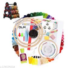 Dlm Embroidery Materials Starter Kit Tutorial Diy Set Hoops Frame Stand Threads