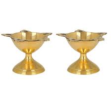 Golden Color Pooja Diya Set Of 2