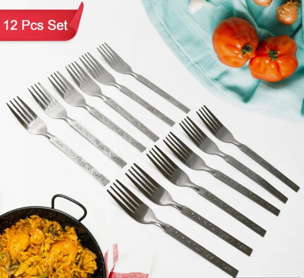 Silver Color Stainless Steel Forks Spoon 12Pcs