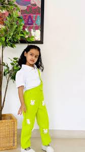 Hopscotch White And Green Color Dress For Girls Size 4 Years