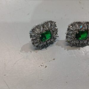 Earrings For Women Color Green Silver