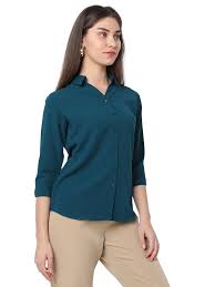 Shirt For Women Colour Teal Blue Size M