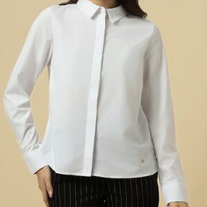 Allen Solly Women White Solid Long Sleeves Shirt Size 3Xl