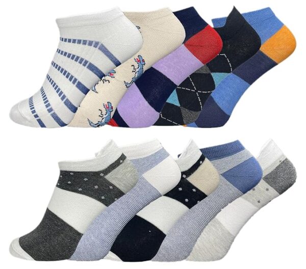 Trazo 10 Pair Ankle Length Socks Men Odour Free Multicolor Pack Of 10 Free Size