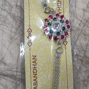 Flower Rakhi Multicolor Stone