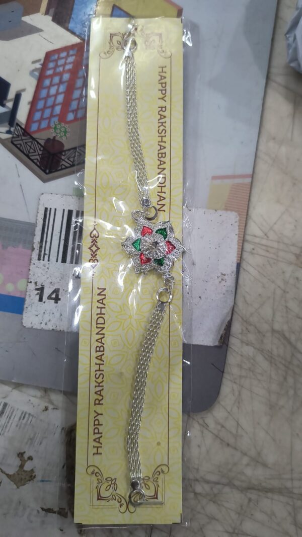 Flower Silver Rakhi Multicolor