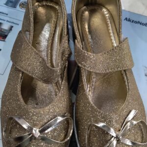 Velcro Flats For Girls Gold Colour Size 2