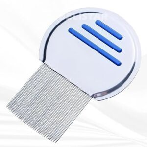 Private Label Stainless Steel Lice and Nit Comb Fine Toothed Metal Flea Comb with Anti Slip Grip for Head Lice Dandruff and Pet Fleas