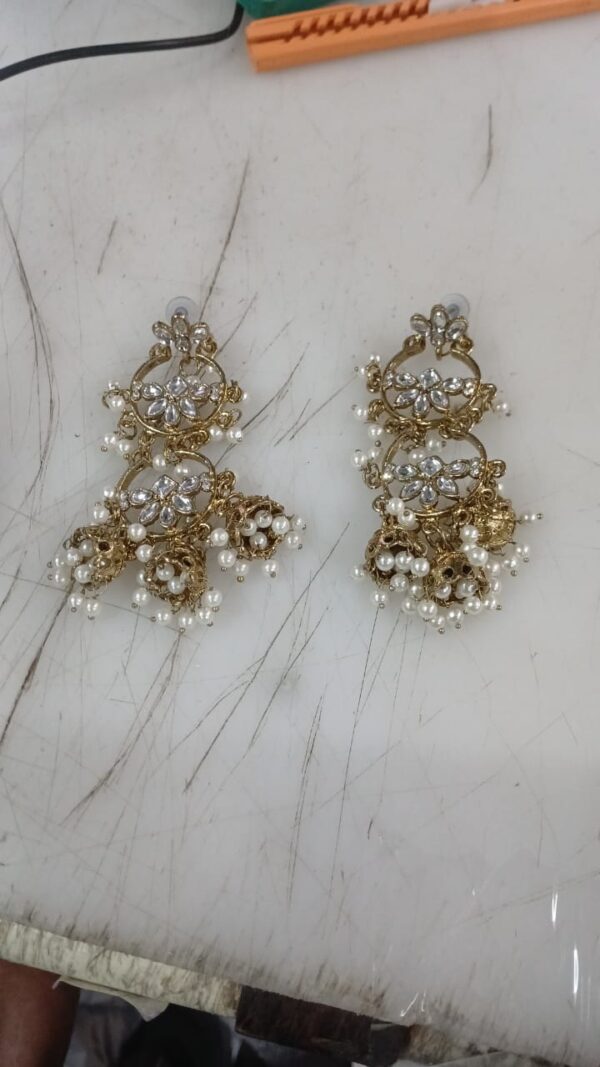 Fida Wedding Ethnic Gold Kundan Drop Earrings For Women