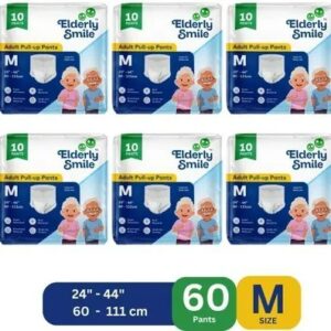 Elderly Smile Super Absorbent Premium Pull Up Pants Size Pack of 6 Adult Diapers M 60 Pieces
