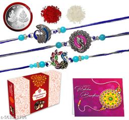PRIVATE LABLE 3RAKHI 1 CHOCOLATE PACKET 1SILVER COIN 1 GREETING CARD PACK OF RAKSHABHANDAN