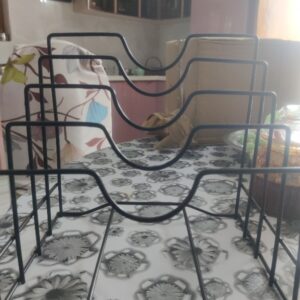 PRIVATE LABLE Iron 3 Slot Pan and Pot Tawa Rack Holder Stand Kitchen Cabinet Pantry Pan and Pot Lid Organizer Rack Holder Black