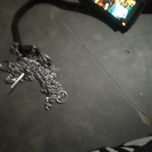 Privale Lable MK Black BeltPuppy Collar Belt Dog Collar Leash Steel Chain Dog Collar Chain size 4 cm