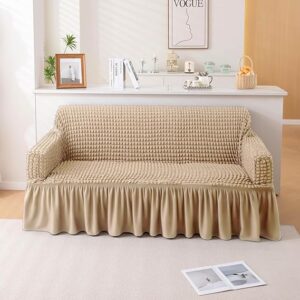 Private Lable Stretchable Turkish Fully Covered Bubble Sofa Cover brown colour