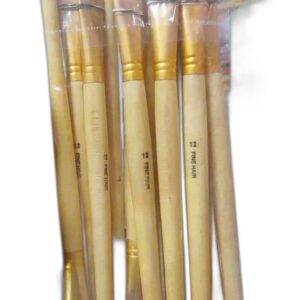 Private Lable Flat Yellow Artist Brush Golden Ferrule Pack Of 12