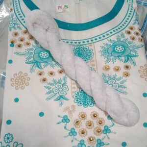 Private Lable kids girls white and blue Printed Kurta and Skirt Set with Dupatta size 6to7 yrs