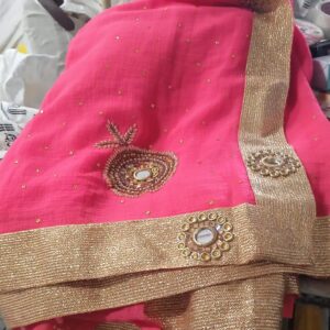 Privale Lable Ladies Embroidered Silk Saree Colour pink