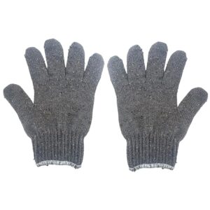 Private Label Grey Cotton Knitted Hand Glove for Gardening Pack of 8 Pair