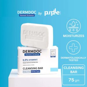 DermDoc 05 Vitamin E Cleansing Bar For Moisturized Skin 75g pack of 1