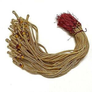 PRIVATE LABEL Golden Necklace Dori with Beads Adjustable Silk Thread Cord Pack 12 Piece