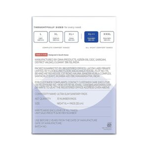 Nua All Night Comfort Sanitary Pads Pack of 10 XL 320mm Twin Layer Protection 50 Wider Super Soft and Breathable No Rashes 100 ToxicFree