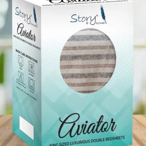 Storyhome Grey Striped Cotton 240 TC King Fine Bedsheet with 2 Pillow Covers98 x 106 inches