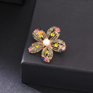Yellow Chimes Brooch for Women Multicolor Crystal Floral Shaped Brooch Pin Fashionable