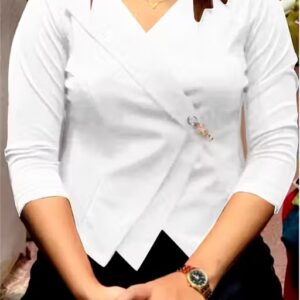 Private Label Women V Neek White Colour Top L Size