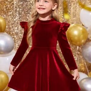 NOW Velvet Winter Dress Red Colour 7To 8 Years
