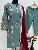 Private Label NEW DESIGNER WEAR HEAVY CHAINE SEQUENCE WITH HEAVY HAND WORK SUIT SET M Size