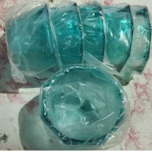 Private Label RED Unbreakable Plastic Transparent Ice Cream Cup Ice Cream Bowl Dessert Bowl Diamond Shape Pudding Cup Bowls 350 ml Pack of 6 RED