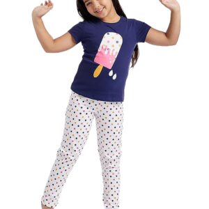 Jam And Honey Girls T Shirt And Pajama Set Blue Colour 7 To 8 Years