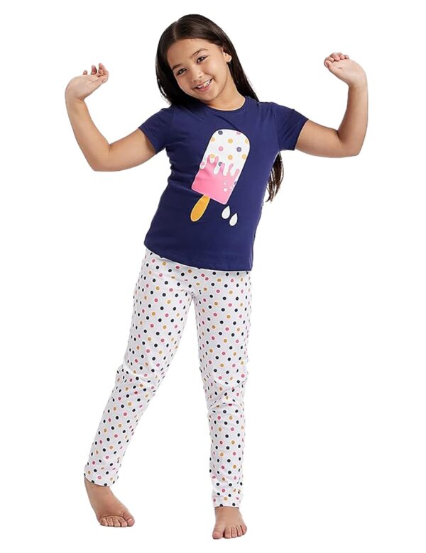 Jam And Honey Girls T Shirt And Pajama Set Blue Colour 7 To 8 Years