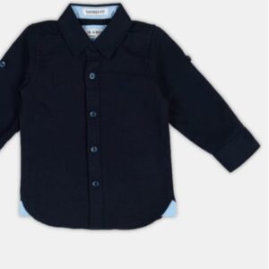 Baby Boys Regular Fit Self Design Spread Collar Casual Shirt black 6 to 7 years