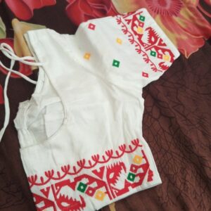 Private Label Malti jamdani blouse White Colour