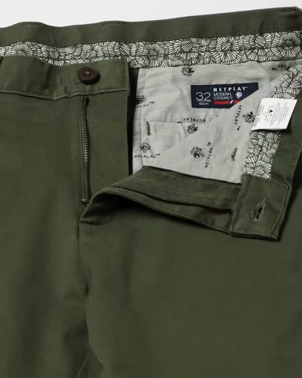 Netplay Olive Green Trousers And Pants for Men 34 Size