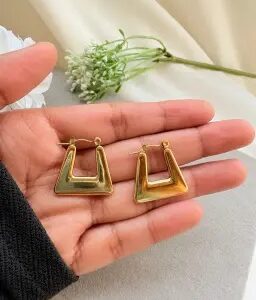 Private Label Women Gold Plated Celine Hoop Korean Earrings