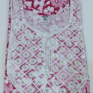 Women print stylish kurti new design With Plazo Pink Colour 42 Size
