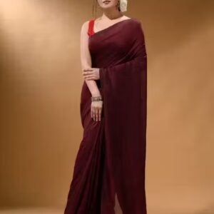 Private Label Women Marron Colour Sareee