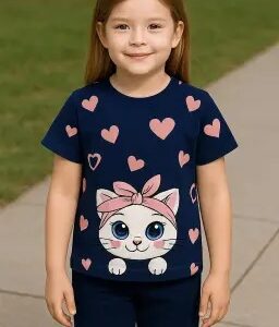 Private Label Kids Girls Navy Blue Top And Pant Set Free Size
