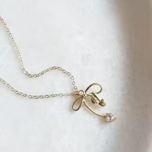Private Label hark Hub Stainless steal Metal Bow Necklace