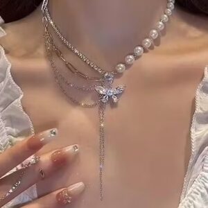Private Label Kailash Jewels Butterfly Pearl Necklace Layered Butterfly