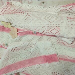 Ob Net Shirt with Inner Smocked Tube Layered Style Look Pink and White for womens