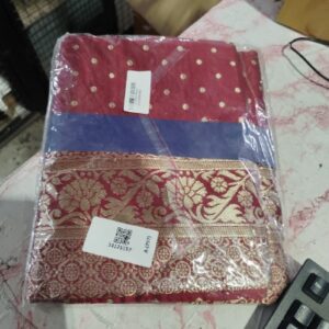 Private Label womans slik saree red and blue combination