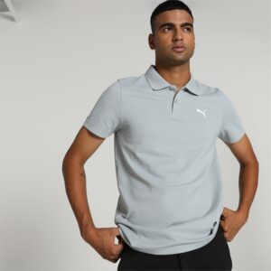 Mens Puma Ess Slim Fit Cotton Polo T Shirt in Gray size S