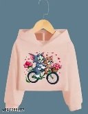Private Label Womens Hood Neck Full Sleeve Printed Tshirt Peach M Size