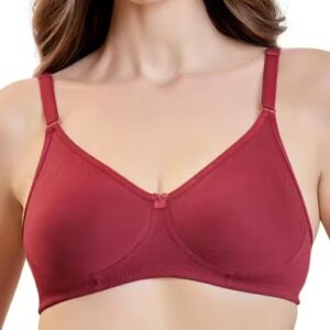 Private Label Maroon Cotton Blend Non Padded Bra Marron Colour Free Size