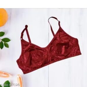 Private Label Fancy Stylish Womens Net NonPadded Wire Free Everyday Bra Marron Colour Free Size