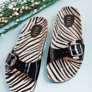 ELLE Women Leather Buckles Comfort Flats Black Colour Free Size